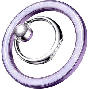Allengel Magnetic Phone Ring Grip Holder - Strong Magnetic Finger Phone Kickstand, 360° Rotation and 180° Flip Compatible with All Smartphones (Bling Silver)