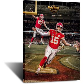 Patrick Mahomes Poster Canvas Wall Art Football Star Pictures Wall Decor Unframed 16x24