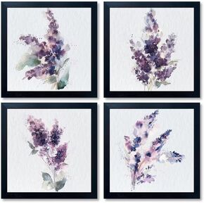 Purple Makeup Room Decor Wall Art Fashion Posters for Girls Room Purple Flower Canvas Print Beauty Room Decor Lip Pictures Girl Bedroom Decor Black and White Wall Artwork