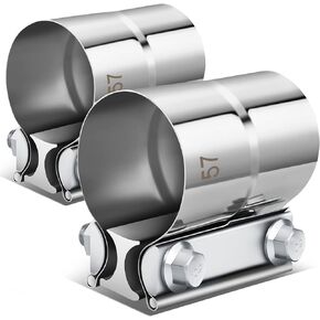 DNA MOTORING EXA-CL-214 2 Pcs 3 Inch Lap Joint Band Clamps for Exhaust Muffler Repair,304 Stainless Steel