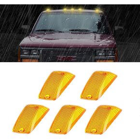 5 X غطاء دخان خفيف لعلامة الكابينة، متوافق مع 1988-2002 Chevy/GMC C1500 C2500 C3500 K1500 K2500 K3500 Pickup Trucks سقف تشغيل أضواء الكابينة، ضوء التخليص العلوي (غطاء فقط)