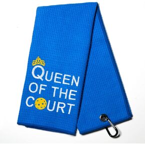 Queen of The Court Embroidered Pickleball Towel, Pickleball Gifts for Men Women, Pickleball Lovers, Pickleball Player, Birthday Gifts for Pickleball Fan, Retirement Gifts