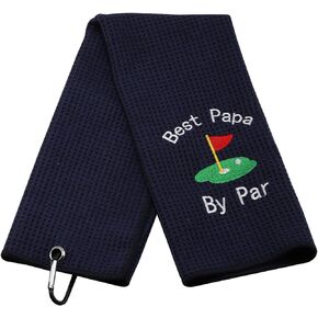 JXGZSO Dad Golf Towel Embroidered Golf Towel Gift Golf Father Gift Embroidered Golf Towel with Clip (-best dad by par)