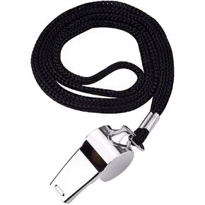 Metal Referee Whistle, Stainless Steel Whistle, Sports Whistles Loud Sound Whistle with Lanyard, Ideal for Football Coaches and Officials