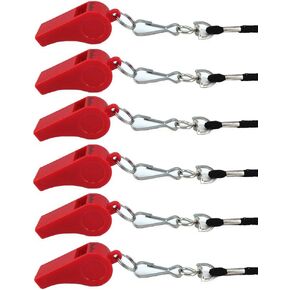 yueton Plastic Coach Whistles with Lanyard, Pack of 6