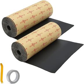 ACROPIX 157mil 4mm 36sqft Universal Sound Deadening Mat 15.7 "x165.3" مجموعة وسادة تخميد الحرارة الرغوية مع شريط رقائق معدنية وأداة تثبيت سوداء - حزمة من 4