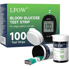 Blood Sugar Test Strips, 100 Count Test Strips for Diabetes, Use with LPOW Blood Glucose Monitor Only (Model: LPOW)