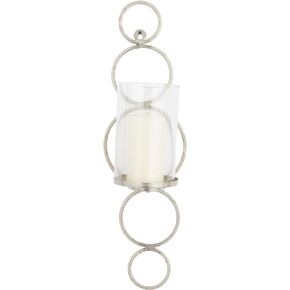 CosmoLiving by Cosmopolitan Metal Geometric Wall Sconce Stacked Circle with Glass Holder, 7" x 7" x 25", Gold