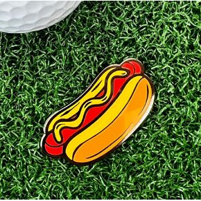 Funny Golf Ball Marker - Hot Dog Metal Golf Ball Marker - Fun Golf Markers for Men - Magnetic Ball Marker - Funny Golf Ball Markers - Funny Ball Markers for Golf