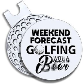 Weekend Forecast Golfing with A Chance Golf Ball Marker with Magnetic Hat Clip, Funny Golf Accessories Gifts for Men, Golf Gifts for Men, Gift for Men Golf Fan, Golf Novelty Gift