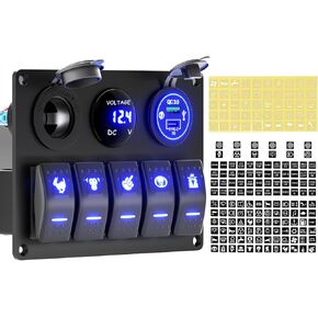 لوحة مفاتيح الروك 4 اتجاهات + شحن PD من النوع C وQC3.0 USB + الفولتميتر + منفذ 12 فولت لوحة ألومنيوم سلكية مسبقًا لتبديل المفاتيح للسيارات والقوارب البحرية RV ATV UTV RZR للطرق الوعرة... in Kuwait