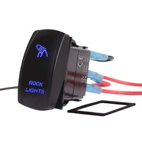 Xislet 5-Pin Rock Lights Rocker Switch Toggle Button Compatible with UTV ATV Polaris RS1 Ranger RZR Can-Am X3 Spyder F150 Truck Jeep Rocker Switch, Blue
