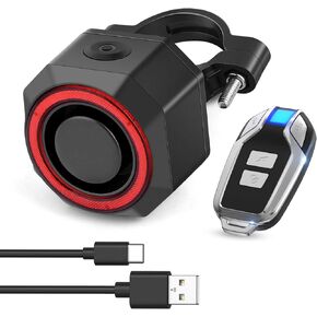 Smart Bike Tail Light USB Rechargeable, 110 dB Bike Alarm with Wireless Remote Control, 4 Light Modes Bicycle Tail Light, Waterproof Bicycle Alarm, Bike Brake Light