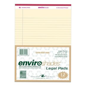 وسادات قانونية معاد تدويرها من Roaring Spring Enviroshades، 12 حزمة، 8.5 بوصة × 11.75 بوصة، 50 ورقة، عاجي