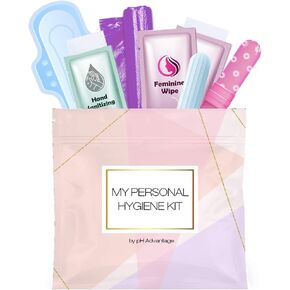 Menstrual Kit All-in-One | Convenience on The Go | Single Period Kit Pack for Travelling, Tweens & Teenagers or Emergency situations | Individually Wrapped Feminine Hygiene Products (Purple)