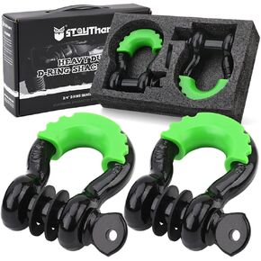 Shackles 3/4'' D Ring Shackle 41,887Ib Capacity with 7/8'' Screw Pin and Shackle Isolator Tow Strap Winch for Jeep Wrangler YJ, TJ, JK and JL Vehicle Recovery (2 Pack)