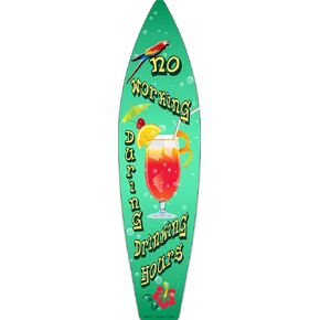 Drinking Hours Metal Novelty Surfboard Sign SB-051
