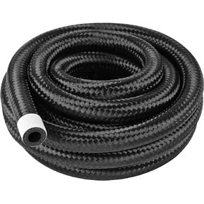 10AN 10 Ft Fuel Line Hose Stainless Steel Nylon Braided Oil Gas Fuel Line Hose 9/16 Inch Inside Diameter Suitable for Fuel Systems Engines Tube Hose - Black