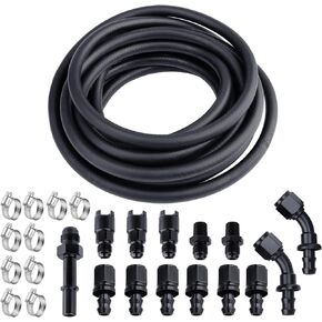 25FT 6AN Fuel Line Kit: 3/8" Fuel Hose NBR Fuel Line Hose Fits for LS EFI System with 14 pcs AN6 Swivel Fitting Adapter Kit