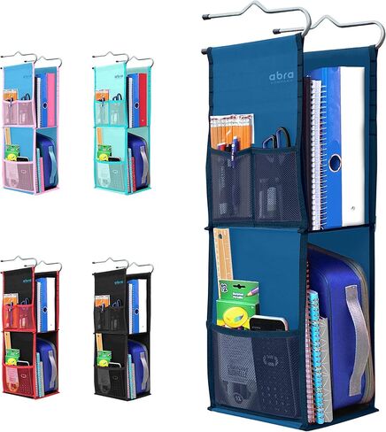 ABRA® 2 Shelf Hanging Locker Organizer for School, Work, Gym, Storage | Deep Shelves 6.5"x 9"| Eco-Friendly Fabric Healthy for Children (Navy Blue) in Saudi Arabia