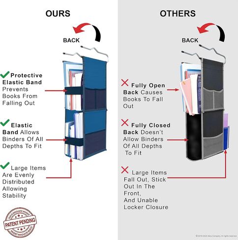 ABRA® 2 Shelf Hanging Locker Organizer for School, Work, Gym, Storage | Deep Shelves 6.5"x 9"| Eco-Friendly Fabric Healthy for Children (Navy Blue) in Saudi Arabia