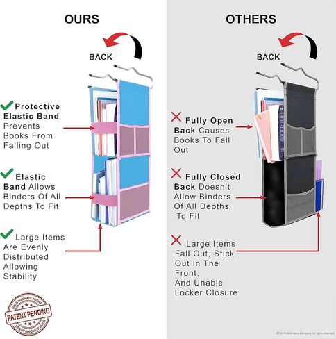 ABRA® 2 Shelf Hanging Locker Organizer for School, Work, Gym, Storage | Deep Shelves 6.5"x 9"| Eco-Friendly Fabric Healthy for Children (Navy Blue) in Kuwait