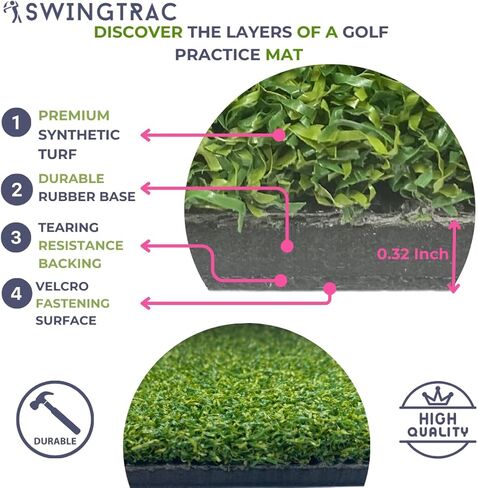 حصيرة الجولف | حصيرة ضرب الجولف | ممارسة سجادات الجولف الداخلية والخارجية | العشب الاصطناعي للجولف حصيرة خضراء | بساط تقطيع الجولف للفناء الخلفي مع 12 تي شيرت مطاطي (4x3) (العشب الاصطناعي الاحترافي) in Kuwait