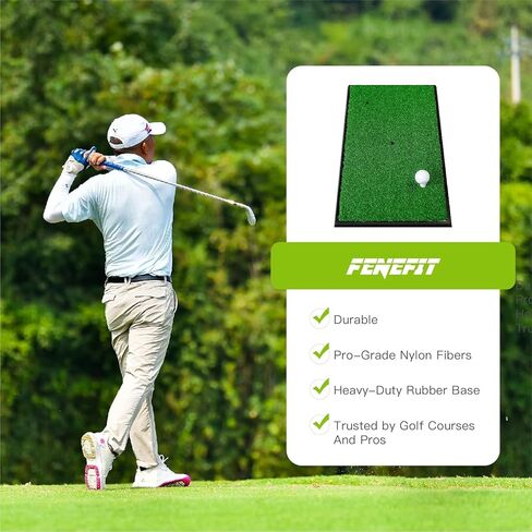 حصيرة ضرب الجولف من FENEFIT، مقاس 13 × 25 بوصة، حصيرة جولف للداخلية/الخارجية، سجادات ممارسة الجولف من العشب الصناعي الفاخر، قاعدة مطاطية شديدة التحمل، بساط تدريب الجولف مضاد للانزلاق من الأسفل in Kuwait