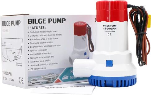 MAKERELE 12V 1500GPH Low Noise Electric Bilge Pump, Non-automatic Pump For Water Tank Pool Yacht RVS Ets in Kuwait