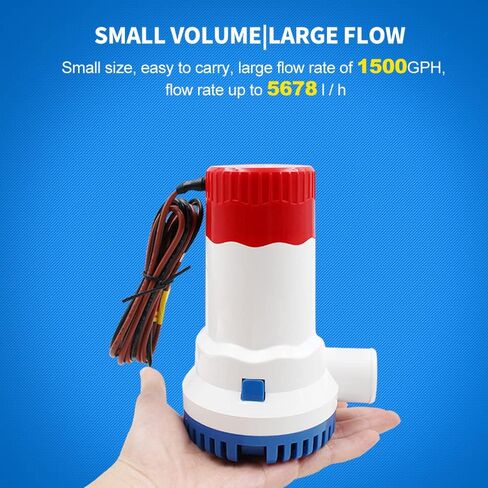 MAKERELE 12V 1500GPH Low Noise Electric Bilge Pump, Non-automatic Pump For Water Tank Pool Yacht RVS Ets in Kuwait