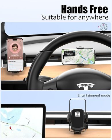 حامل هاتف Charchendo Tesla لهاتف Tesla Model 3 Model Y، [حافظات سميكة صديقة] حامل هاتف بفتحة تهوية للسيارة مع 6 مشبك خطاف مضاد للاهتزاز متوافق مع iPhone 15 14 13 والهواتف الذكية Android والمزيد من الهواتف مقاس 4-7 بوصات in Kuwait