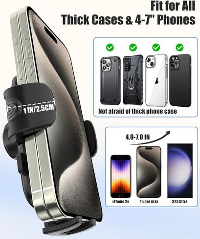 حامل هاتف Charchendo Tesla لهاتف Tesla Model 3 Model Y، [حافظات سميكة صديقة] حامل هاتف بفتحة تهوية للسيارة مع 6 مشبك خطاف مضاد للاهتزاز متوافق مع iPhone 15 14 13 والهواتف الذكية Android والمزيد من الهواتف مقاس 4-7 بوصات in Kuwait
