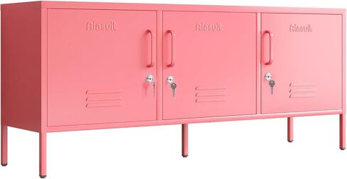 Metal lockers with Adjustable partitions and Three-Door lockers Easy to Assemble Storage Cabinet with Adjustable Height Three-Door TV cabinets Red Size: 23.62"H x 59.05"W x 14.96"D in Saudi Arabia