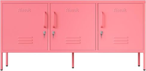Metal lockers with Adjustable partitions and Three-Door lockers Easy to Assemble Storage Cabinet with Adjustable Height Three-Door TV cabinets Red Size: 23.62"H x 59.05"W x 14.96"D in Saudi Arabia