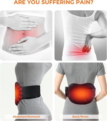 وسادة تدفئة لآلام الظهر بدون أسلاك، وسادة تدفئة للحيض لتخفيف تشنجات الدورة الشهرية، آلام الدورة الشهرية، آلام أسفل الظهر، آلام الظهر، بطارية 3000 مللي أمبير في الساعة وسادة تدفئة كهربائية محمولة in Kuwait