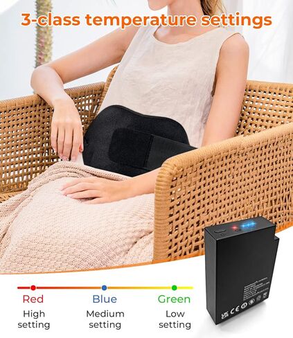 وسادة تدفئة لآلام الظهر بدون أسلاك، وسادة تدفئة للحيض لتخفيف تشنجات الدورة الشهرية، آلام الدورة الشهرية، آلام أسفل الظهر، آلام الظهر، بطارية 3000 مللي أمبير في الساعة وسادة تدفئة كهربائية محمولة in Kuwait