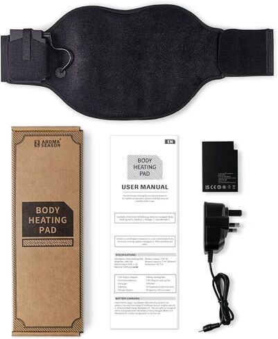 وسادة تدفئة لآلام الظهر بدون أسلاك، وسادة تدفئة للحيض لتخفيف تشنجات الدورة الشهرية، آلام الدورة الشهرية، آلام أسفل الظهر، آلام الظهر، بطارية 3000 مللي أمبير في الساعة وسادة تدفئة كهربائية محمولة in Kuwait