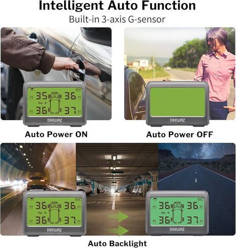 نظام مراقبة ضغط الإطارات، DEEWAZ MY66 Solar TPMS، نظام مراقبة ضغط الإطارات مع 4 أجهزة استشعار TPMS خارجية، 0-116 رطل لكل بوصة مربعة لسيارة SUV MPV بيك اب سيدان للطرق الوعرة in Kuwait