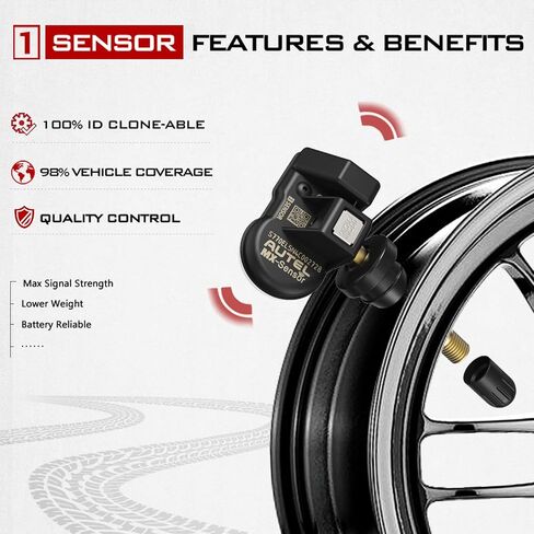 Autel Sensors TPMS 315MHz 433MHz 2in1 MX-Sensor اضغط على نظام مراقبة ضغط الإطارات مستشعر برمجة لاسلكية قابلة للاستنساخ استبدل 98% من مستشعر OE SAE Strandard J1205/J1206 (مطاط) in Kuwait