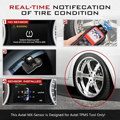 Autel Sensors TPMS 315MHz 433MHz 2in1 MX-Sensor اضغط على نظام مراقبة ضغط الإطارات مستشعر برمجة لاسلكية قابلة للاستنساخ استبدل 98% من مستشعر OE SAE Strandard J1205/J1206 (مطاط) in Kuwait