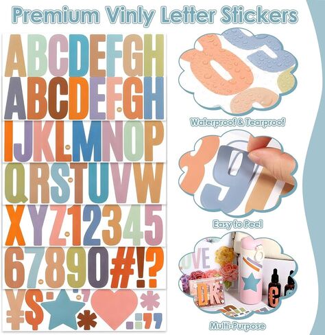 600 Pcs 36 Sheets Letter Stickers 2.5 Inches Colorful Large Alphabet Number Set Self Adhesive Letter Decals for Bulletin Board, Locker, Scrapbooking, Poster board, Classroom Wall in Saudi Arabia
