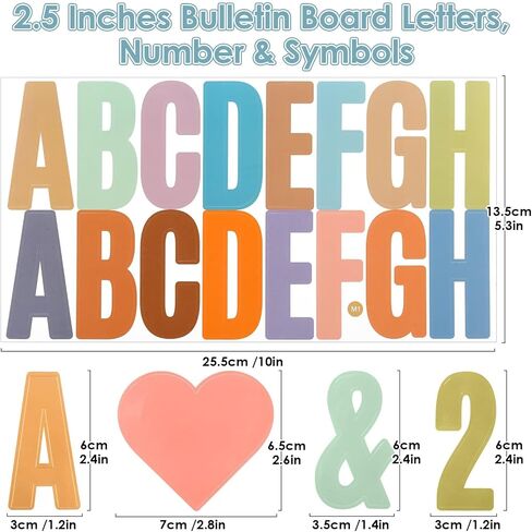 600 Pcs 36 Sheets Letter Stickers 2.5 Inches Colorful Large Alphabet Number Set Self Adhesive Letter Decals for Bulletin Board, Locker, Scrapbooking, Poster board, Classroom Wall in Saudi Arabia