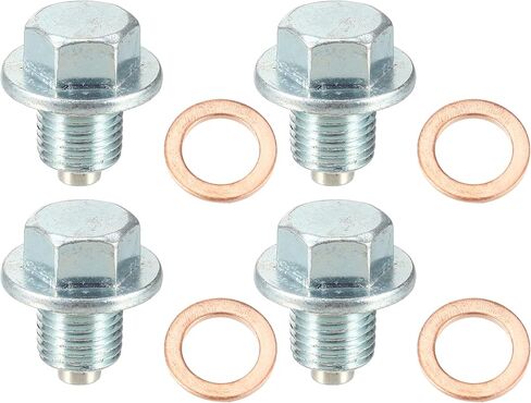 X AUTOHAUX 1 Set M12x1.25 سيارة زيت المحرك قابس التصريف مع غسالة 90341-12012 لتويوتا RAV4 2001-2013 الصلب الفضة لهجة in Kuwait