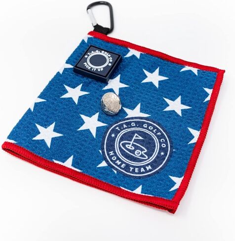 TAG Golf Co Small Magnetic Golf Towel – USA Series - Stick it to Your Club or Putter - Microfiber Golf Towel - Perfect Size for Pocket- 6 x 6 - Golf Ball Cleaner - Portable-Sidekick Series in Kuwait