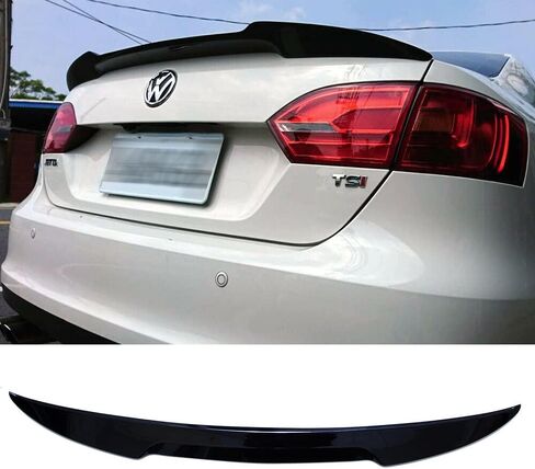 2011-2018 V Style Rear Spoiler Wing متوافق مع Volkswagen VW Jetta Sedan Trunk Duckbill 2012 2013 2014 2015 2016 2017 (أسود لامع) in Saudi Arabia