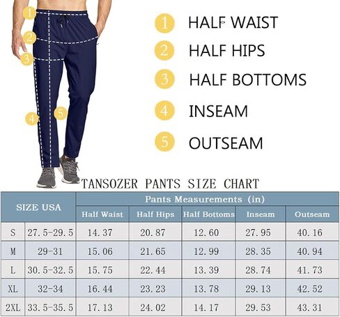 Tansozer Men's Sweatpants Zipper Pockets Hiking Pants Lightweight Quick Dry for Athletic Jogging Workout Running Gym Travel in Saudi Arabia
