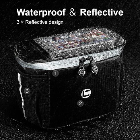 Bike Basket, Bike Handlebar Bag Insulated with Phone/Bottle/Cup Holder and Reflective Strap, Water Resistance Bicycle Accessories Storage Frame Bag for Women Men Scooter in Saudi Arabia
