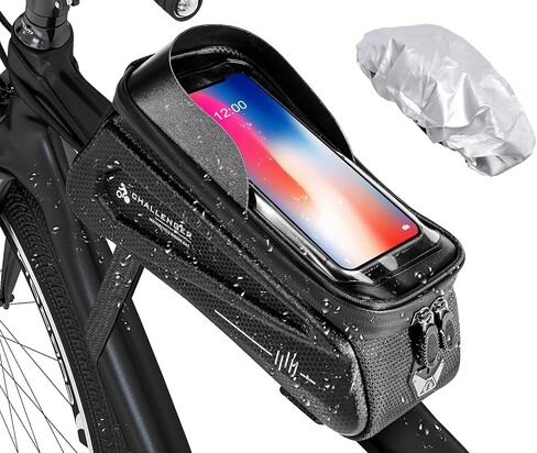 حقيبة هاتف للدراجة مقاومة للماء أقل من 7 بوصات مع غطاء للمطر، حقيبة إطار الدراجة للهواتف، حامل هاتف لإكسسوارات الدراجة، حقيبة إطار أمامي لهاتف الدراجة مع شاشة لمس حساسة من مادة TPU in Kuwait