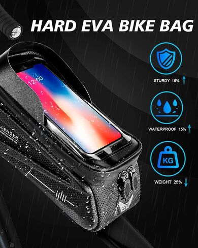 حقيبة هاتف للدراجة مقاومة للماء أقل من 7 بوصات مع غطاء للمطر، حقيبة إطار الدراجة للهواتف، حامل هاتف لإكسسوارات الدراجة، حقيبة إطار أمامي لهاتف الدراجة مع شاشة لمس حساسة من مادة TPU in Kuwait
