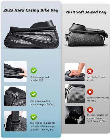 حقيبة هاتف للدراجة مقاومة للماء أقل من 7 بوصات مع غطاء للمطر، حقيبة إطار الدراجة للهواتف، حامل هاتف لإكسسوارات الدراجة، حقيبة إطار أمامي لهاتف الدراجة مع شاشة لمس حساسة من مادة TPU in Kuwait